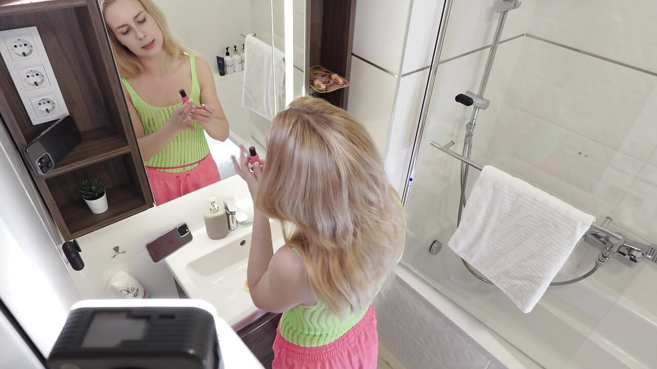 Raver girl comes from EDM Music Festival to change her slutty outfit by taking it off to flash hairy pussy and naked ass