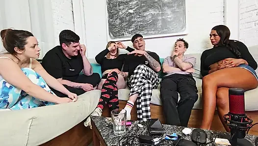 3 vs 3! Truth or dare? Game night with friends turns into amateur orgy!