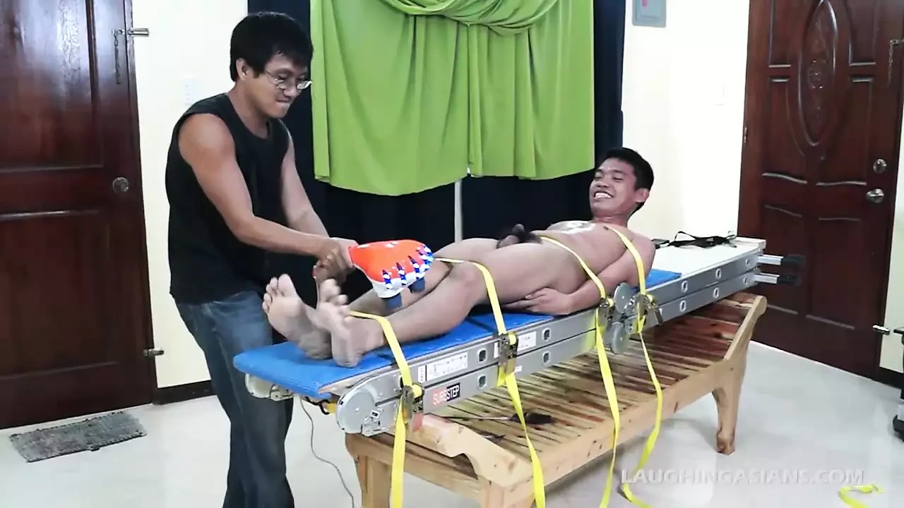 Asian Boy Lorenzo Bound and Tickled