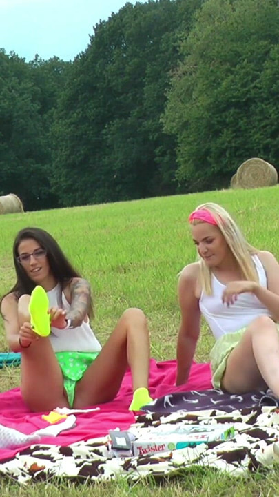 Atomic Girl Wedgies with lots of colorful Panties and Thongs in Miniskirts Socks Try On Outdoors with Leon Lambert Girls | Clip 2