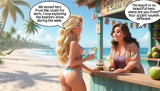 Married Blonde's Beach Tease Becomes Wild House Game with Husband and Young Men (ai Generated)