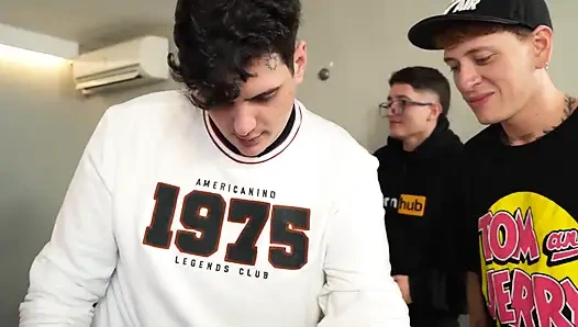 Nerd Guys Fuck Their Latina Boss with a Giant Ass and Fill Her Pussy and Face with Cum