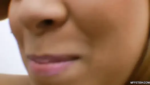Passionate Lesbian Kiss with Brackets