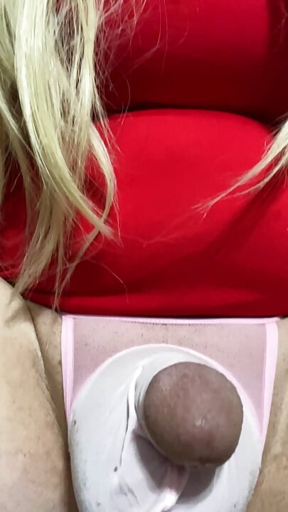 Sexy sissy Crossdresser in sleeve panties and thigh high stockings