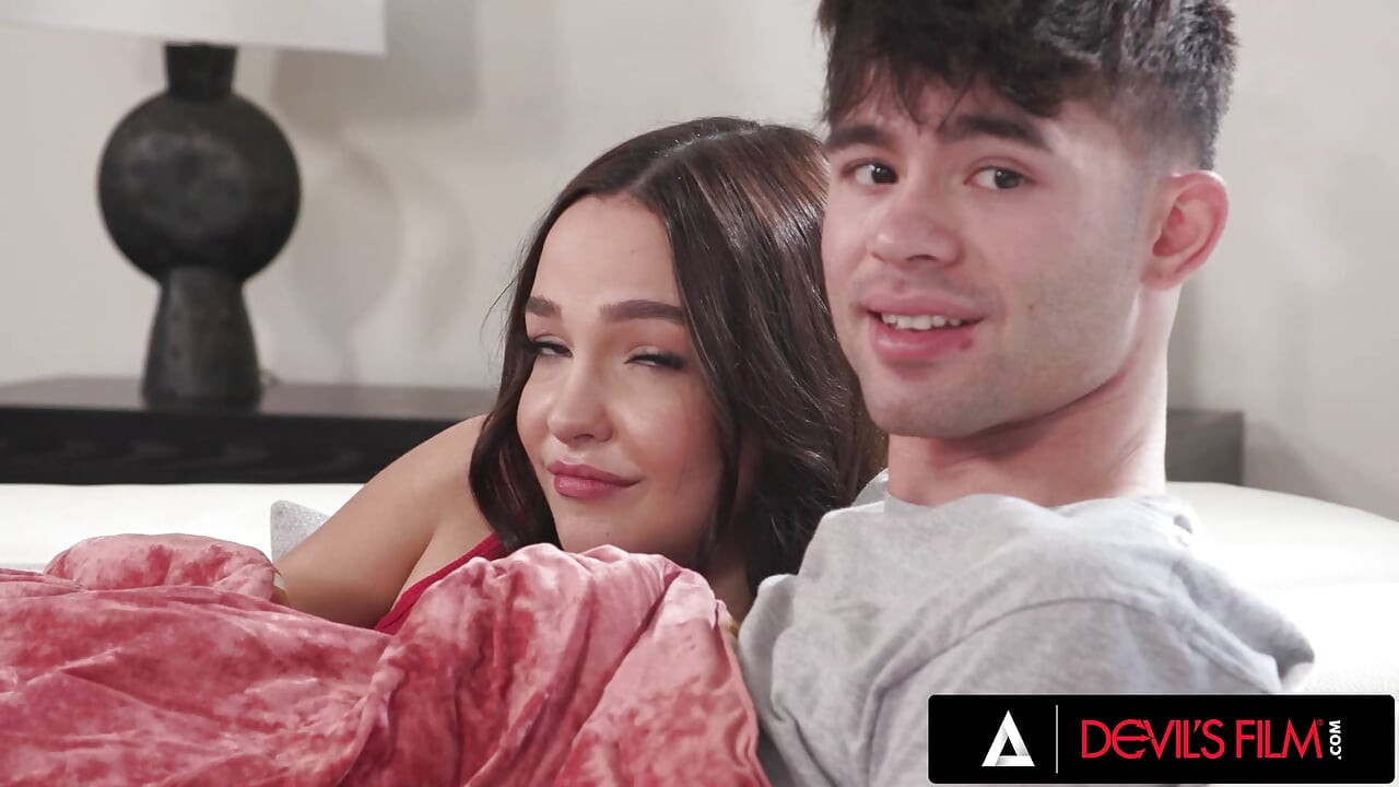 DEVILS FILM - Rissa May Sneaky Handjob Under Blanket Leads To Wild Hardcore Titty Fuck
