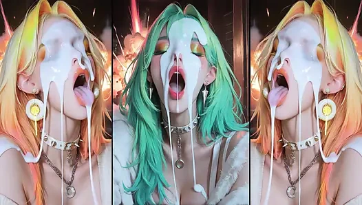 Bölüm 2: Anime karakterleri yüzlerini tamamen dölle kaplıyor.