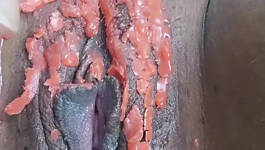 OMG. Putting candle wax on and finger until cum come out , With huge Squirt