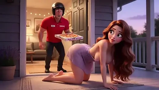 Pengiriman Pizza Mengarah ke Helm-on Penuh Gairah dan Koneksi - Ai Generated
