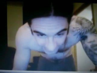 tattooed hairy dude shows huge dick on cam,