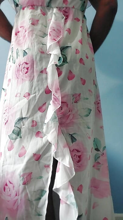 I'm masterbating wearing Split Roses Chiffon Seethrough Silk Frock