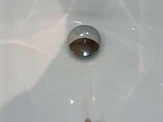 Risky cumshot in women's toilet sink in English hotel