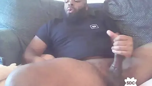 Smoking and stroking thick bbc to cumshot