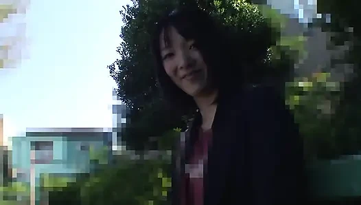 Japanese teen leans back for vibrators and cock