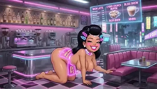 Funny Cartoon Girl Topless, Ai Animation