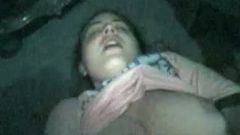 Fat woman masturbating with dildo while being anal