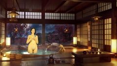 Bathroom Piss Punishment. Naked reading. Japanese bath.