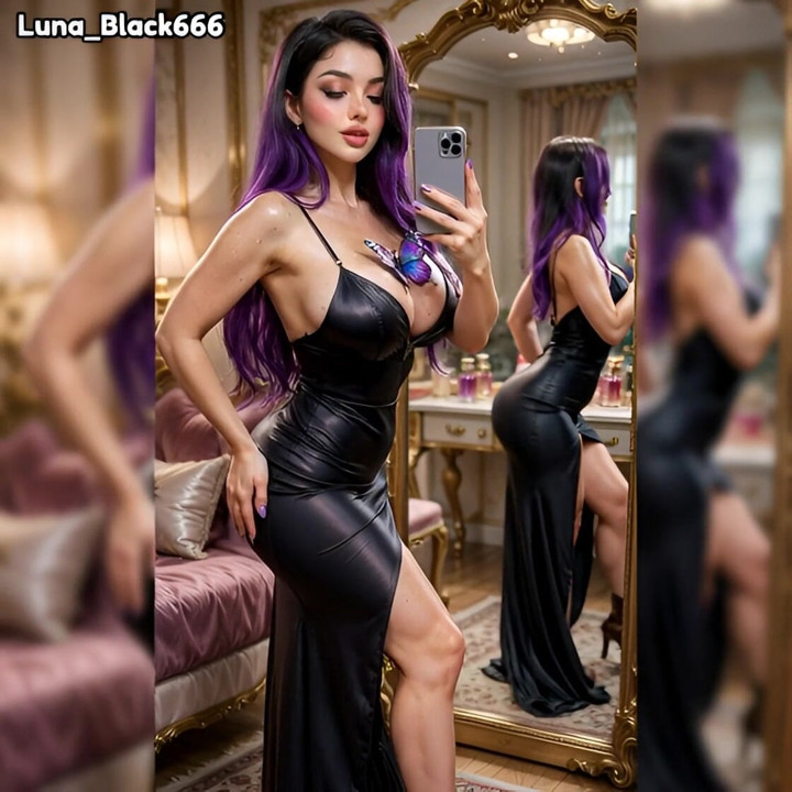 Luna Black modèle pour les caméras. (AI généré) - contenu animé 100 % 3D. Pas de co-interprètes, pas de vrais gens.