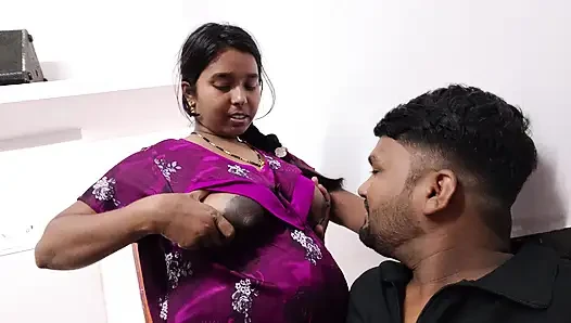 Devar apni bhabhi ki big boobs pahli bar aapne jibh se chat raha he - daver suking bhabhi boobs.