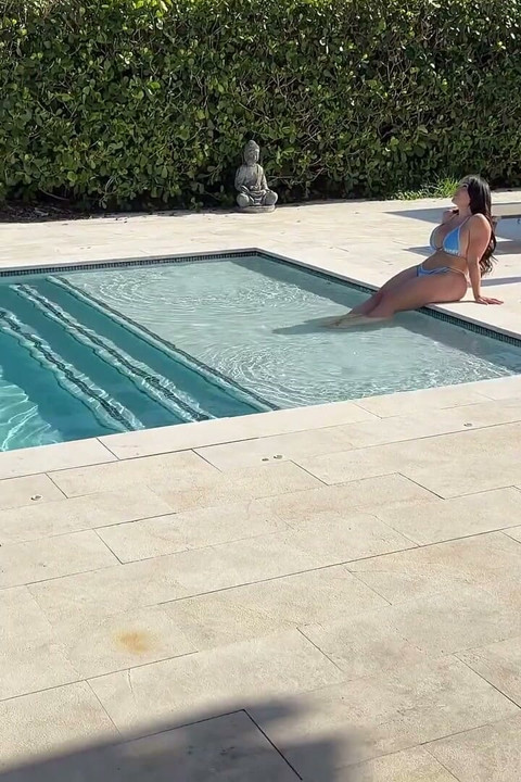 Horny Busty Neighbor Amber Jade & Jmac's Big Cock Poolside