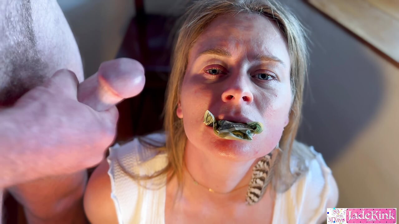 Twenty-dollar bills stuffed in Pussy & Cum On Face