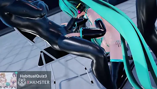 MMD R18 Hatsune Miku хочет трахаться и делает минет с большими сиськами