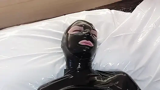 The Slave All in Latex Had to Take Good Care of Me, Until My Orgasm and His Cumshot. 3 Angle