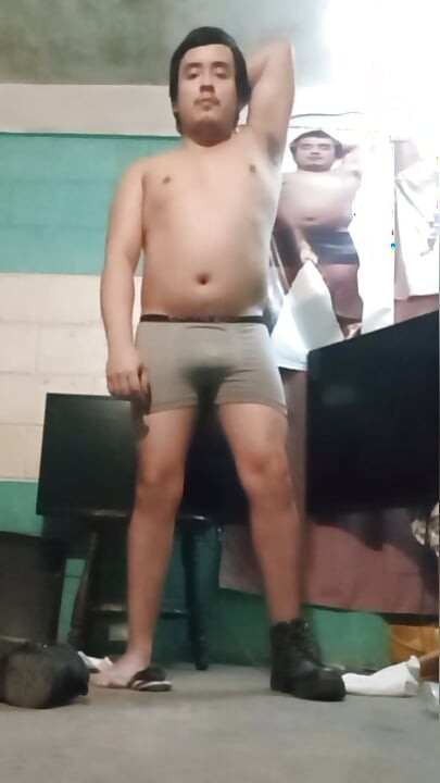 Jesus without a shirt in boxers Pulling it