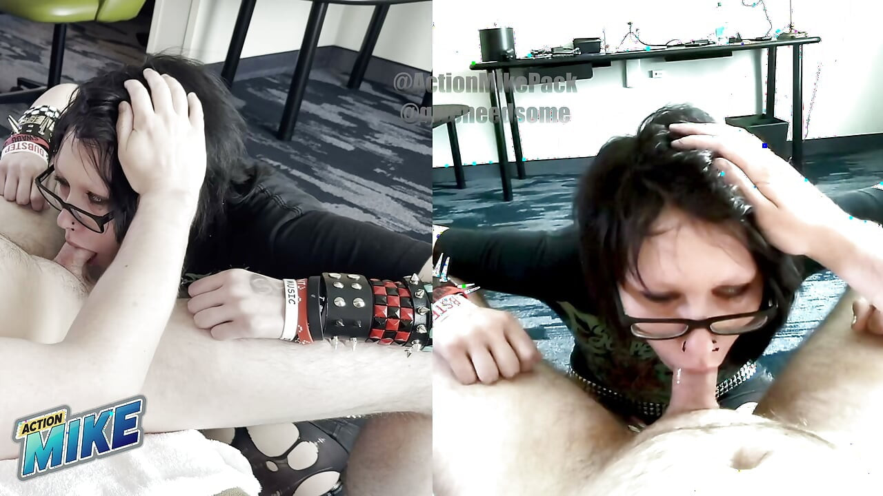 18yo Emo Dream Girl Gwen Shows Off Impossibly Sloppy Deepthroat and Ballsack Sucking