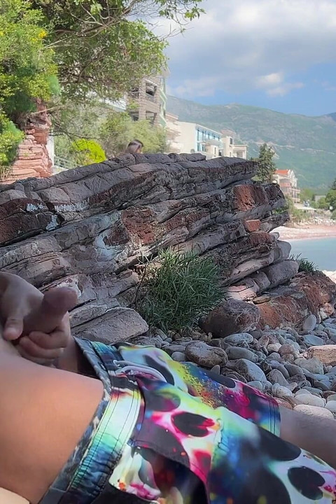 Dick Flashing on the Beach - Girl Saw My Cock and Helped Me Cum