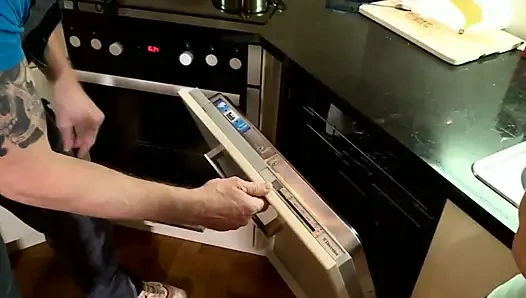 Sexy red hair babe fucking in the kitchen