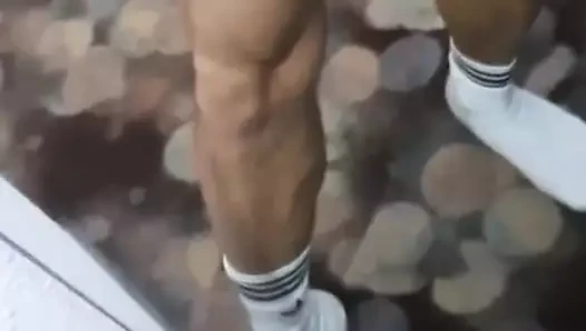 Hot German boy is playing infront mirror