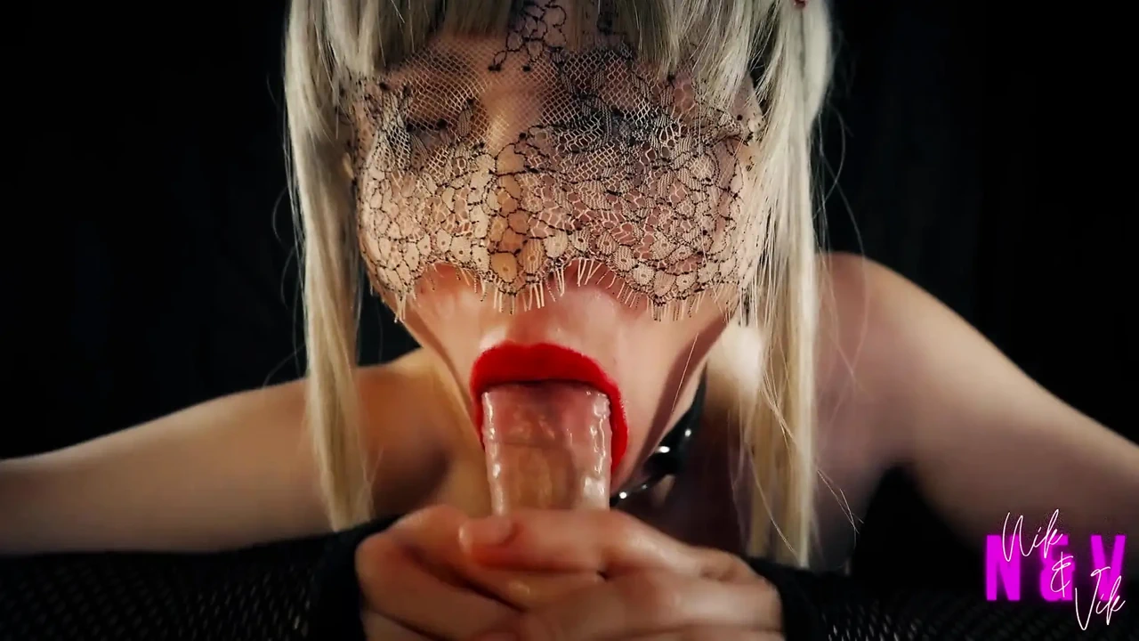 Passionate Blonde with Red Lips Makes Unreal Blowjob and Handjob