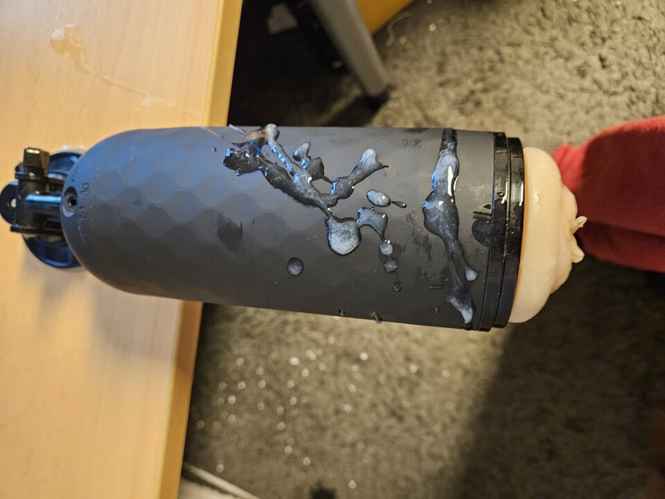Cumshot on masturbator