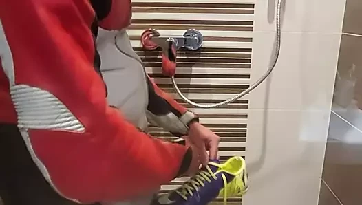 Combat Evolved porn video – Leatherbiker in combat boots fuck and cum on Nike Mercurial