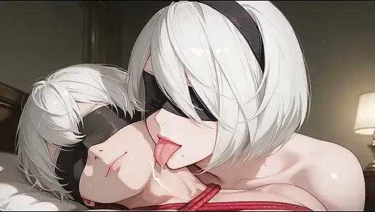 2b Nier: Automaten Hentai Cosplay. Dominante freundin lässt ihn sauber machen