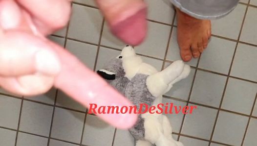 Master Ramon torments, beats, tramples us crushed poor little wolf barefoot in his hot silver satin shorts