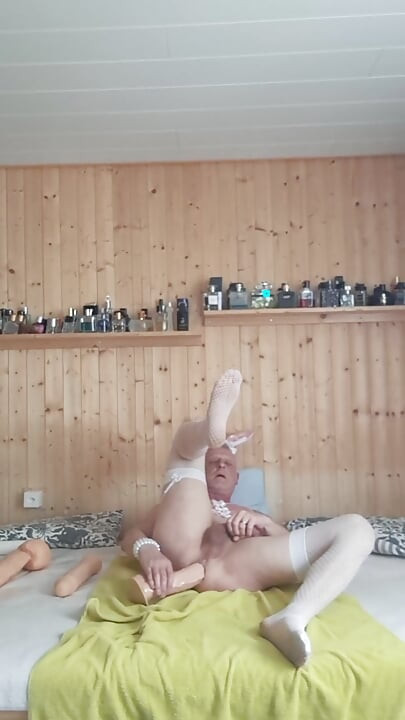 Dildo fuck in lingerie and cum
