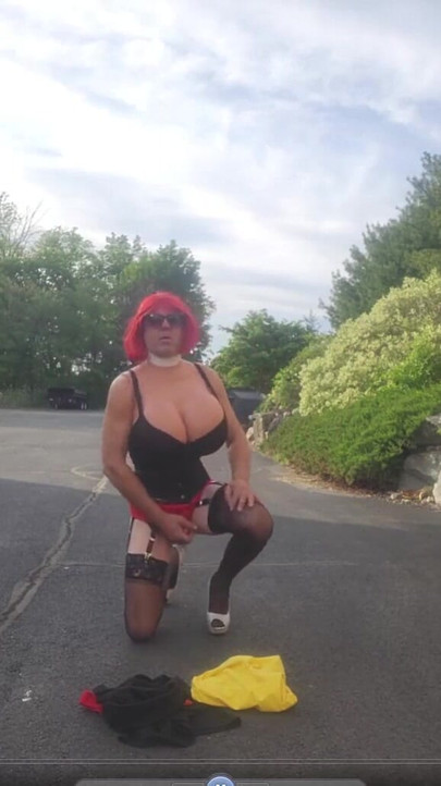 Epic moment from "DeeDeeSlut69 Crossdresser Wearing a Yellow Dress in Public then Stripping"