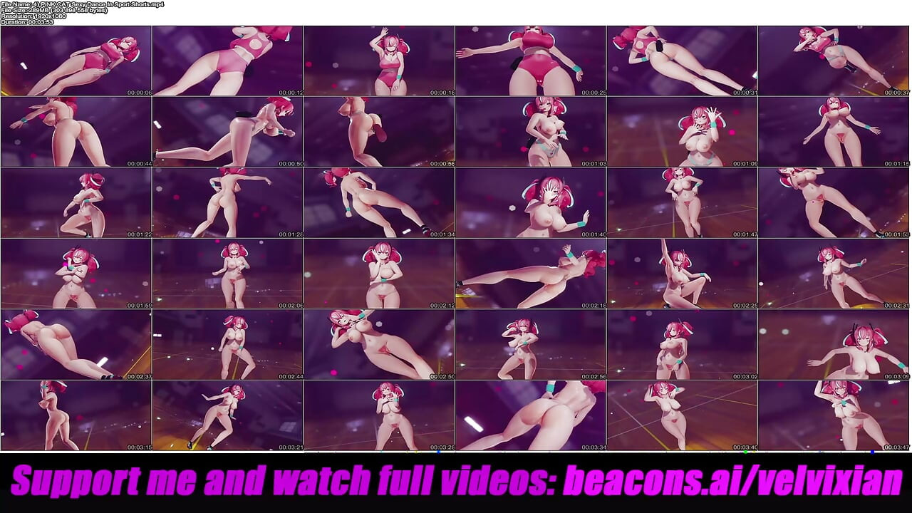 Pink CAT danse sexy dans un short de sport (hentai 3D)