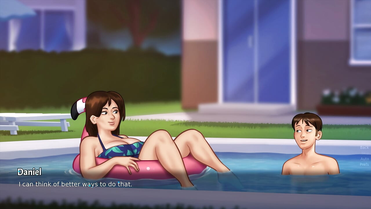 Summertime Saga - Sexy Busty Milf in swimsuit gets fucked in the pool