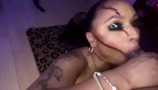 Porsha Carrera Sucks Cock in POV and gets cum facial