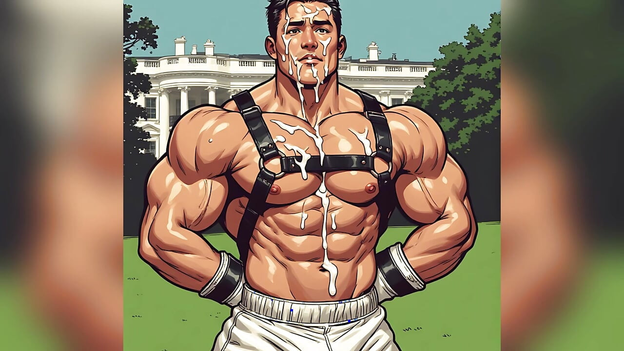Asian Cum Covered Muscle Men Art