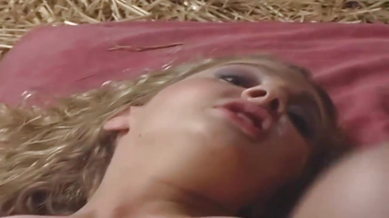 Loira Vixen esticada em celeiro de quatro