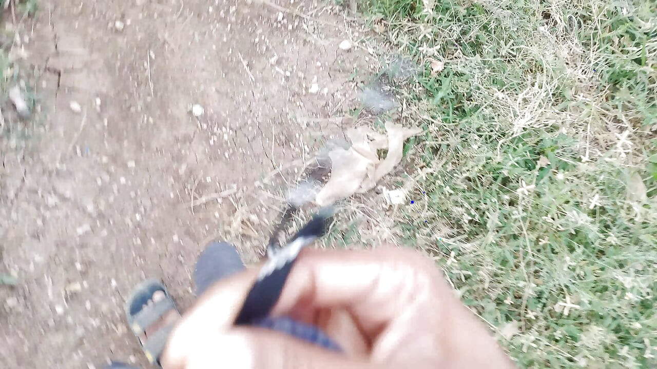 Young slim boy outside mastrubation