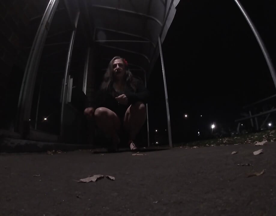 Transvestite Sissy whore is out and about at night .