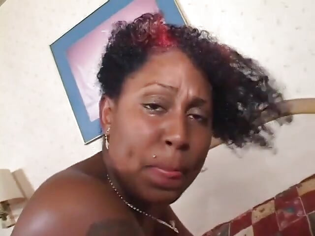 Fat twat black bitch sucks and fucks a juicy dong hard in bed