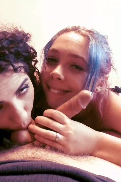 Menage as a birthday gift  - I gave my pussy and let him fuck my friend Lady Snow as a gift, ended up cumming on both of them!!