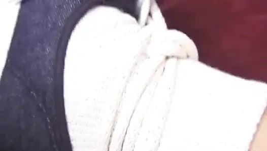 Skinny slut pees on a cup after fucking her cunt