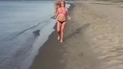 Bouncing Titties Running On Beach