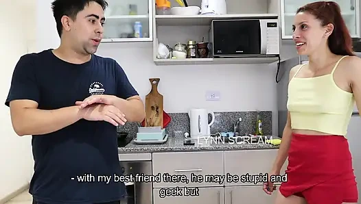 Fucked my boyfriend's best friend in the kitchen while he was in the room!